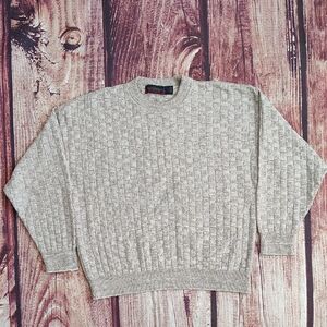 Vtg '90's Saddlebred Oatmeal Heather Basket Weave Sweater
